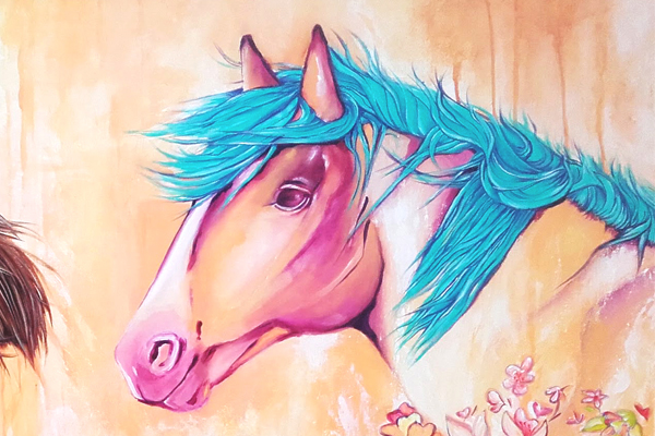 Acrylic paintings - Baboo paintings - Mustang - Equin art