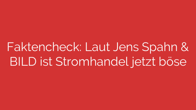 Faktencheck: Laut Jens Spahn & BILD ist Stromhandel jetzt böse