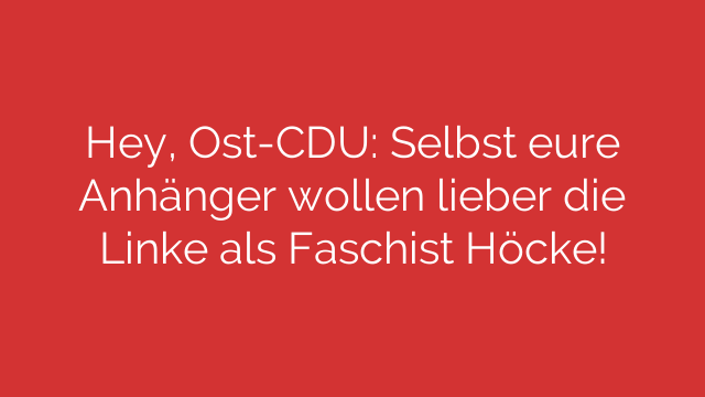 Hey, Ost-CDU: Selbst eure Anhänger wollen lieber die Linke als Faschist Höcke!