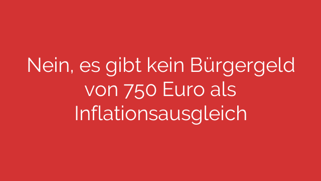 Nein, es gibt kein Bürgergeld von 750 Euro als Inflationsausgleich