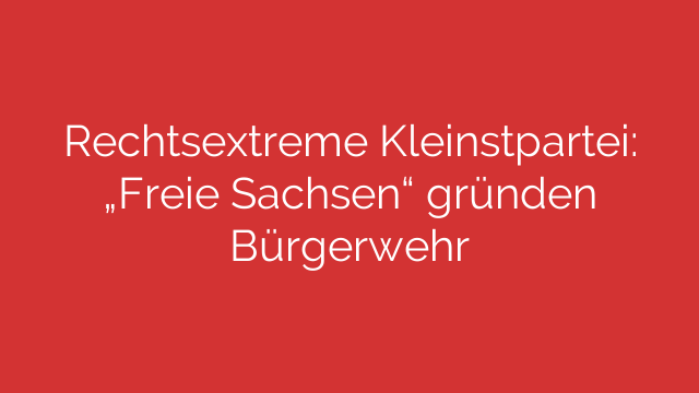 Rechtsextreme Kleinstpartei: „Freie Sachsen“ gründen Bürgerwehr