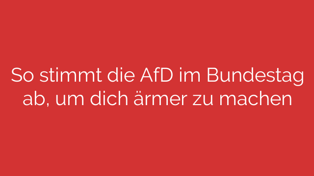 So stimmt die AfD im Bundestag ab, um dich ärmer zu machen