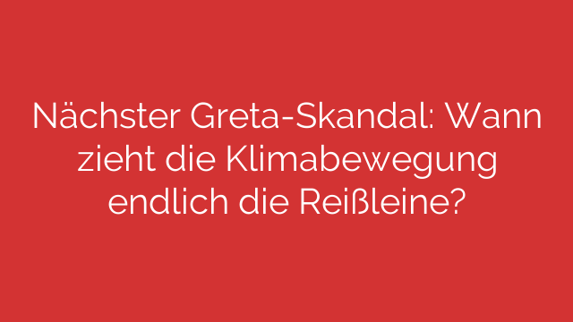 Nächster Greta-Skandal: Wann zieht die Klimabewegung endlich die Reißleine?