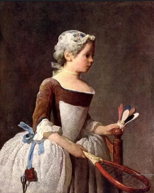 Battledore played by girl in 18th century