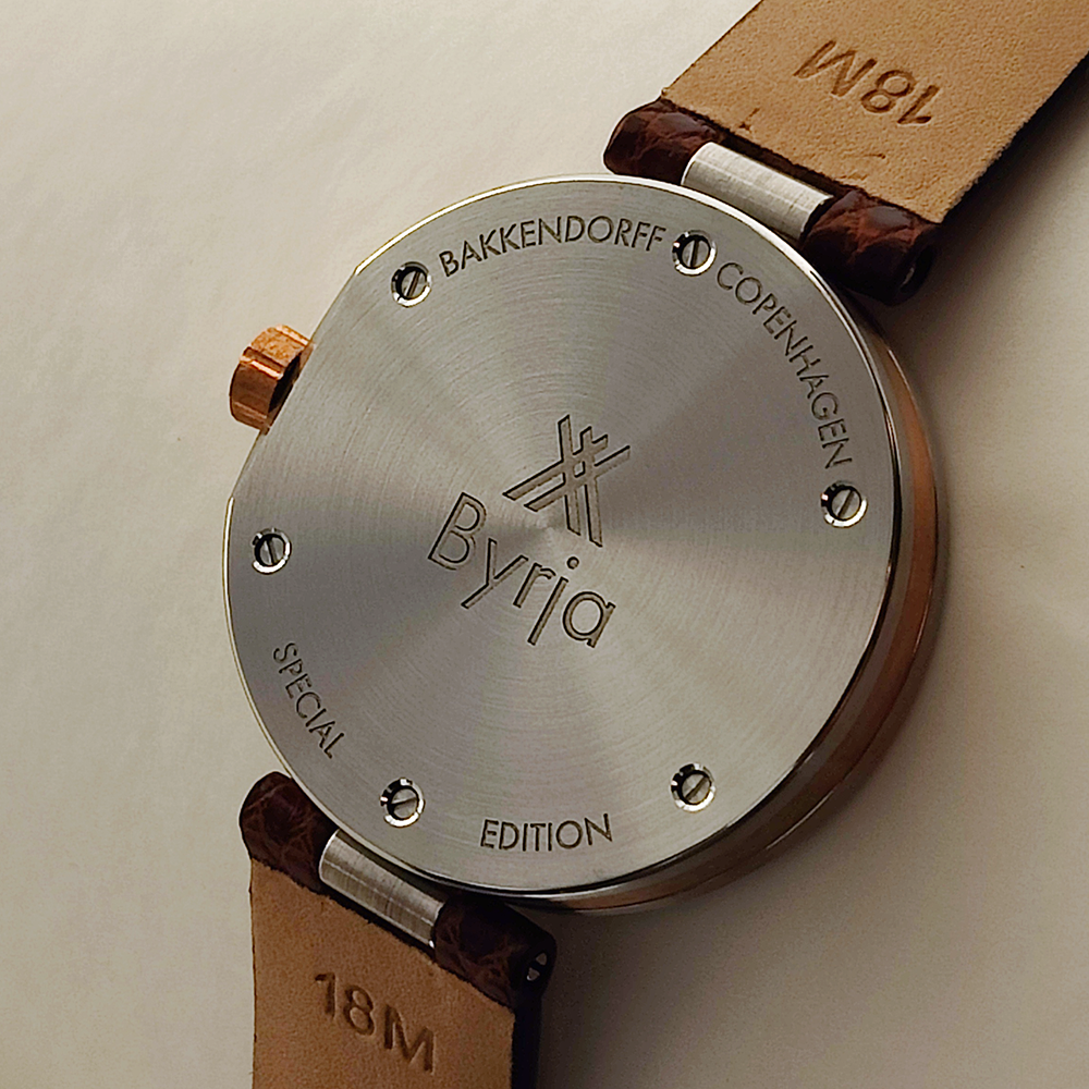 Byrja 38 wristwatch caseback by Rune Bakkendorff