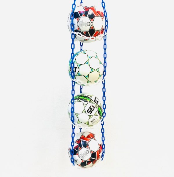 1 stk BallOnWall Hanger boldholder til 4 bolde - Blå & Hvid