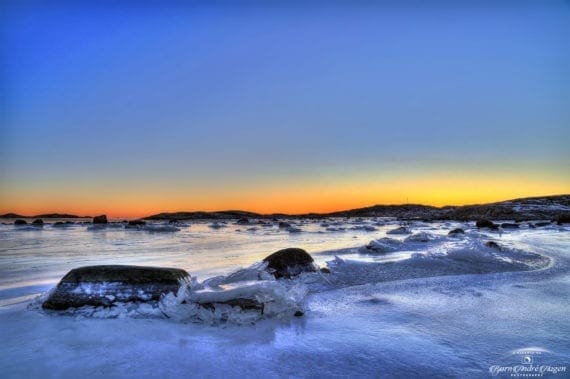 Nevlunghavn sunset on ice