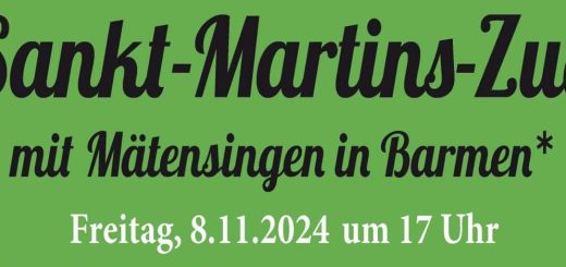 St. Martinszug durch die Barmer Innenstadt am Freitag, 8.4.24 um 17 Uhr