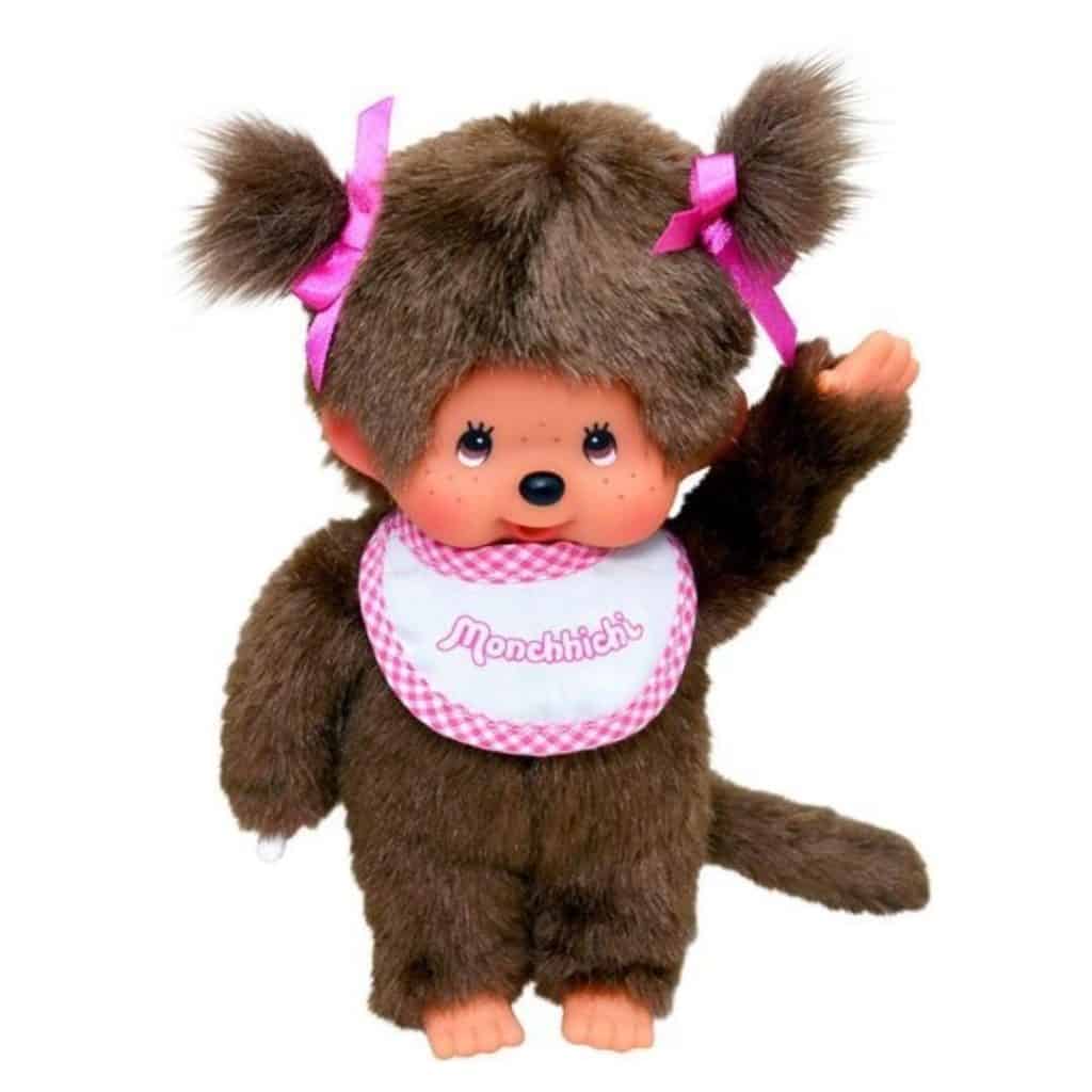 Monchhichi Classic Jente   brunhåret apedukke