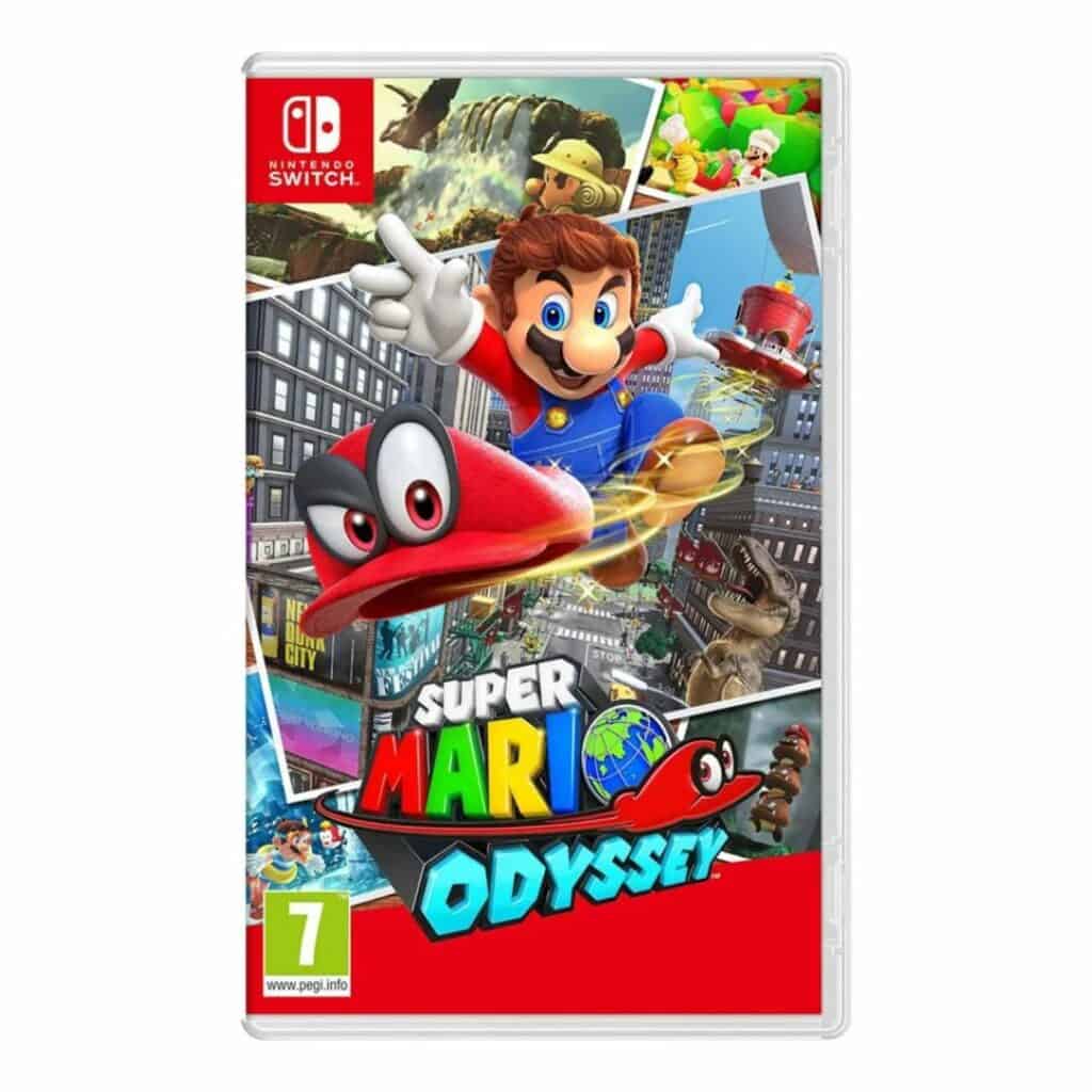 Mario hopper gjennom et magisk landskap i Super Mario Odyssey.