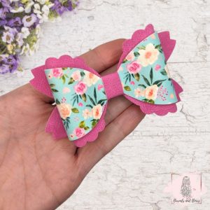 Scallop Pink Floral Bow