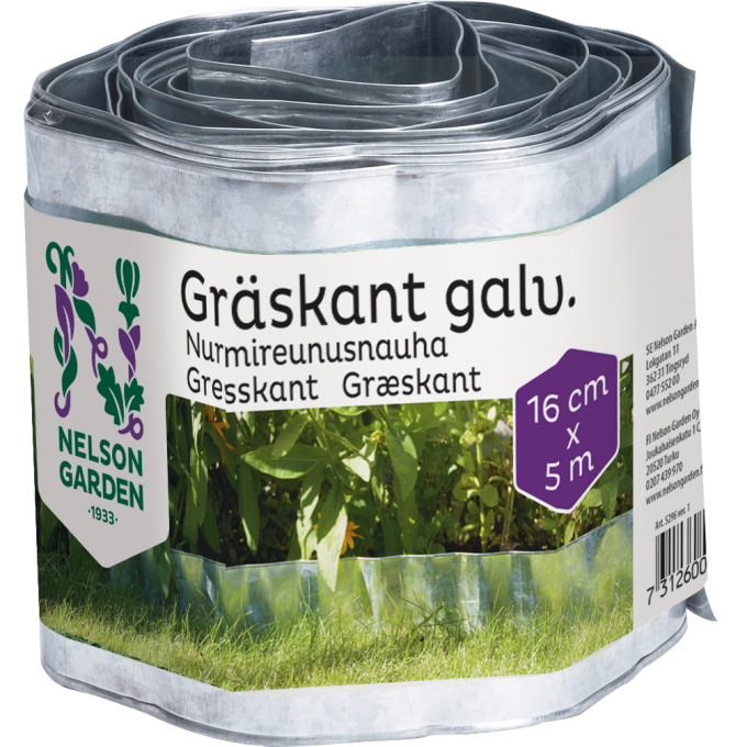 Gräskant galvaniserad 16 cm x 5m
