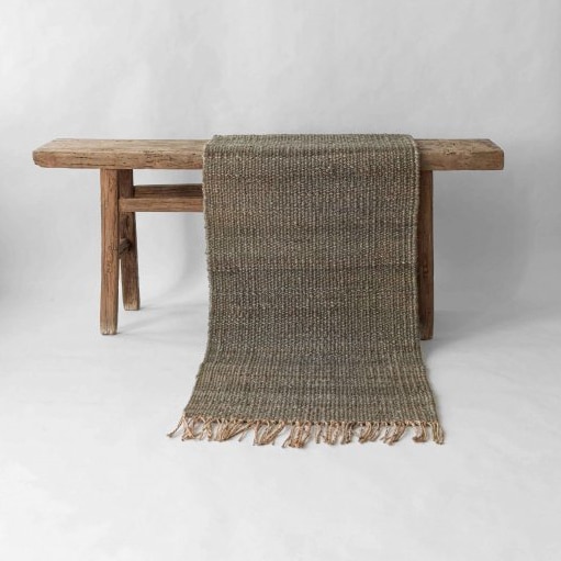 Grå handvävd hampamatta 80x200