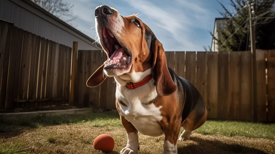 a basset hound barking