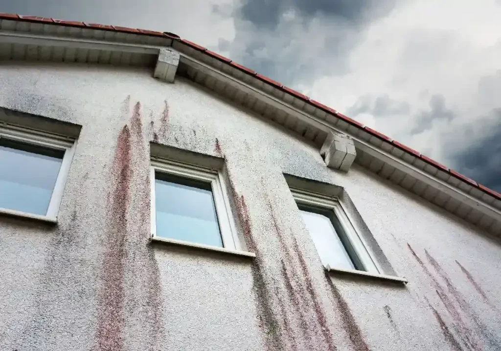 Mur de façade noirci nécessitant un sablage – avant rénovation par Baticool