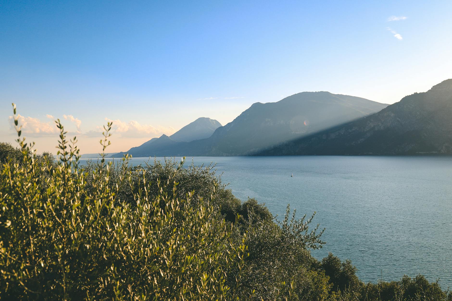 scenic view of lake garda at sunset