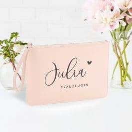 Handtasche / Clutch für Brautjungfern und Trauzeugin "Julia", Bridesmaid, Maid of Honor, Geschenk personalisiert, Kunstleder, Hellrosa