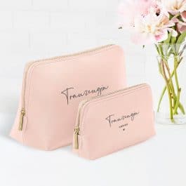Kosmetiktasche / Beauty Bag für Braut, Brautjungfern, Trauzeugin, Bridesmaid, Maid of Honor, Geschenk personalisiert, Kunstleder, Hellrosa