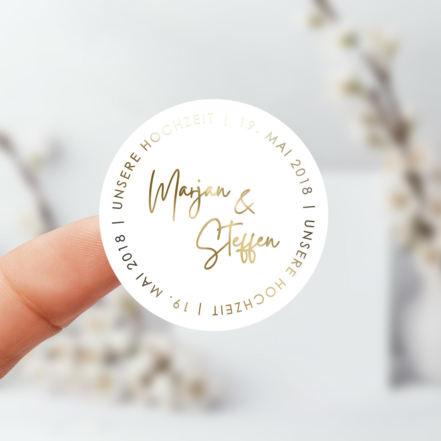 Personalisierte Aufkleber / Sticker zur Hochzeit für Gastgeschenke, Deko,  Briefumschläge, etc. - Beautiful in White - Weddingshop