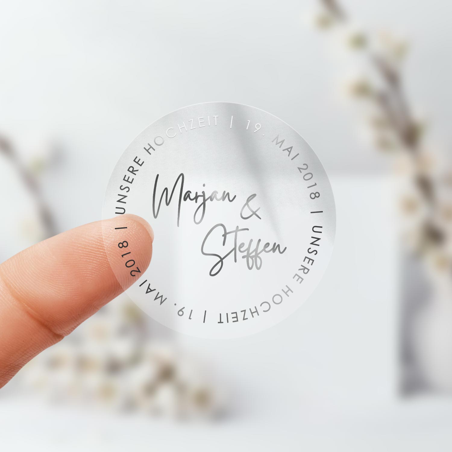 50 Personalisierte Aufkleber Für Hochzeit, Taufe & Co. – Rund, 4 Cm, Mit Namen & Datum, Individuell Gestaltbar