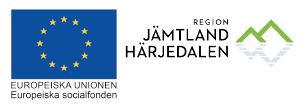 Logotyper för europeiska socialfonden och region jämtland härjedalen