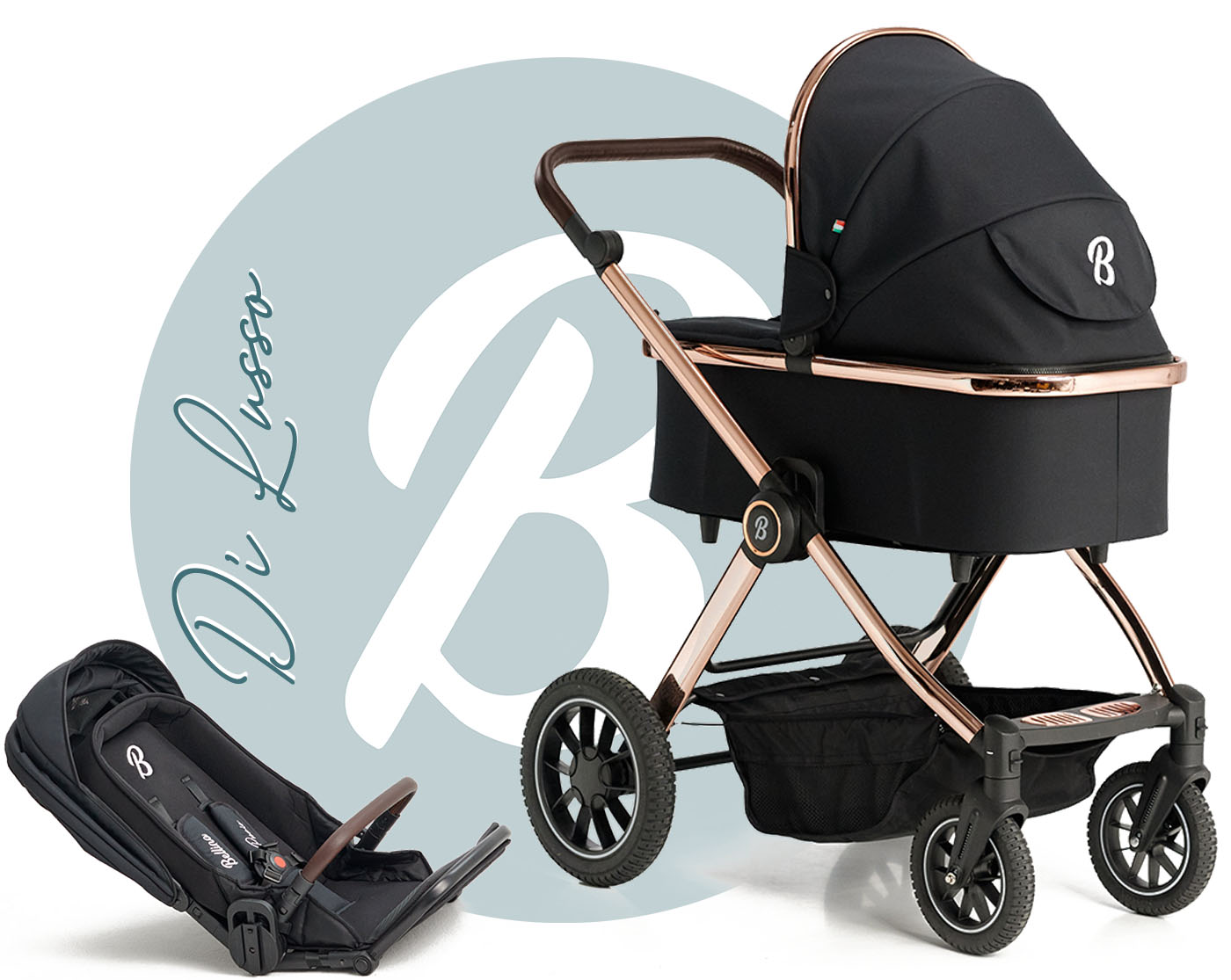 Barnevogn bellino rosegull polished test