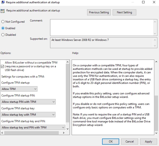 Enable TPM chip