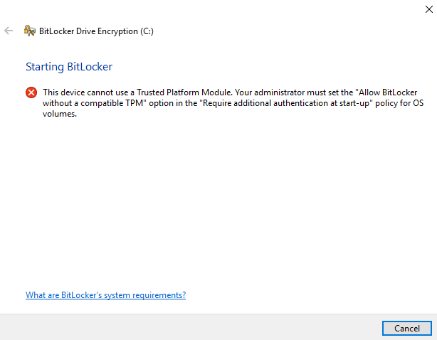 Device encryption with Bitlocker