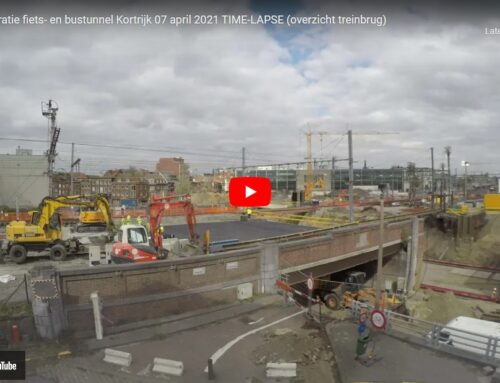 Stationsproject Kortrijk fiets- en bustunnel 7 april 2021 TIME-LAPSE (camerarichting spoorweg)