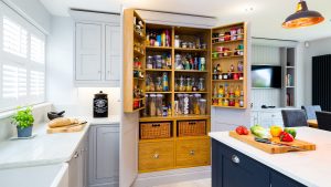 Victorian Loaded Pantry. Notice the side door compartments, the wicker baskets and bread and treats drawer.