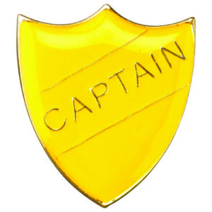 SCHOOL SHIELD BADGE (CAPTAIN) YELLOW - 1.25in