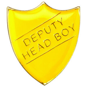 SCHOOL SHIELD BADGE (DEPUTY HEAD BOY) YELLOW - 1.25in