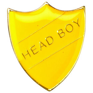 SCHOOL SHIELD BADGE (HEAD BOY) YELLOW - 1.25in
