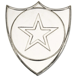 SHIELD BADGE (1in CENTRE) SILVER - 1.5in