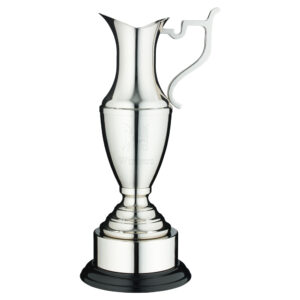 NICKEL PLATED CLARET JUG ON ROUND BASE WITH PLINTH - 14.75in