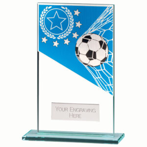 Mustang Football Blue Jade Glass Award 140mm