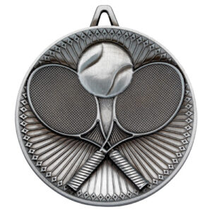 TENNIS DELUXE MEDAL ANTIQUE SILVER - 2.35in