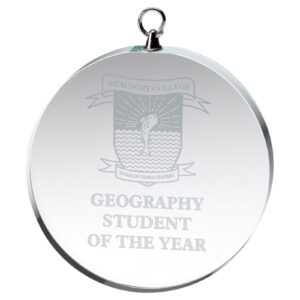 CLEAR GLASS ROUND MEDAL (6mm THICK) - 2.75in