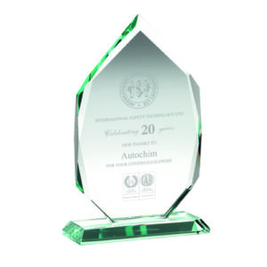 JADE GLASS DIAMOND IN QUALITY WOOD BOX (19mm THICK) - 10in