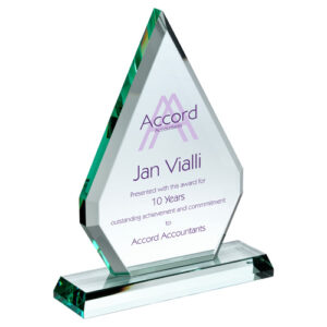 JADE GLASS CHUNKY DIAMOND PLAQUE (19mm THICK) - 9in