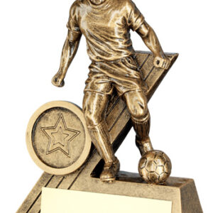 BRZ/GOLD MALE FOOTBALL MINI FIGURE WITH PLATE (1in CENTRE) - 4in