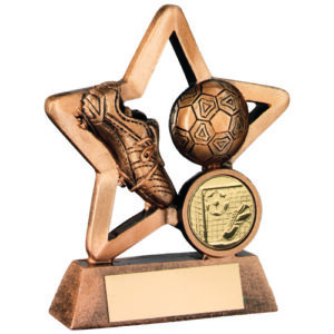 BRZ/GOLD RESIN FOOTBALL MINI STAR WITH PLATE   (1in CENTRE) - 4.25in