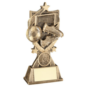 BRZ/GOLD FOOTBALL '3 STAR WREATH' SERIES WITH PLATE (1in CENTRE) - 5.5in