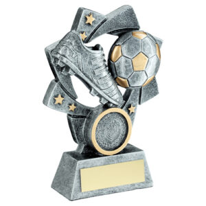 PEW/GOLD FOOTBALL STAR SPIRAL WITH PLATE (1in CENTRE) - 4.25in