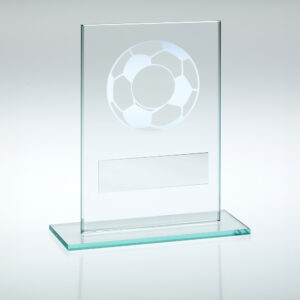 JADE GLASS WITH SILVER FOOTBALL AND PLATE (1in CENTRE) - 5.5in