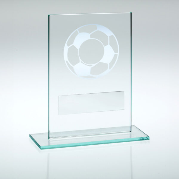 JADE GLASS WITH SILVER FOOTBALL AND PLATE (1in CENTRE) - 5.5in