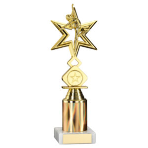 GOLD 'DANCE/GYM' STAR FIGURE ASSEMBLED ON MARBLE (1" CEN/3" TUBE) - 10in