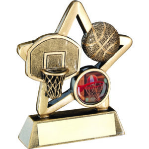 BRZ/GOLD BASKETBALL MINI STAR WITH PLATE (1in CENTRE) - 3.75in