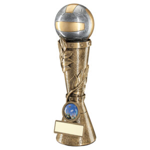 BRZ/PEW/GOLD NETBALL LEAF COLUMN WITH PLATE  (1in CENTRE) - 9in