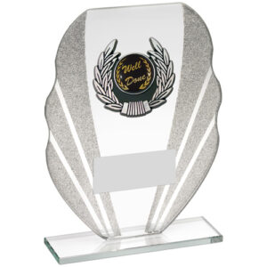 JADE/SILVER GLITTER GLASS WITH SILV/BLK TRIM (1in CENTRE) - 7.25in